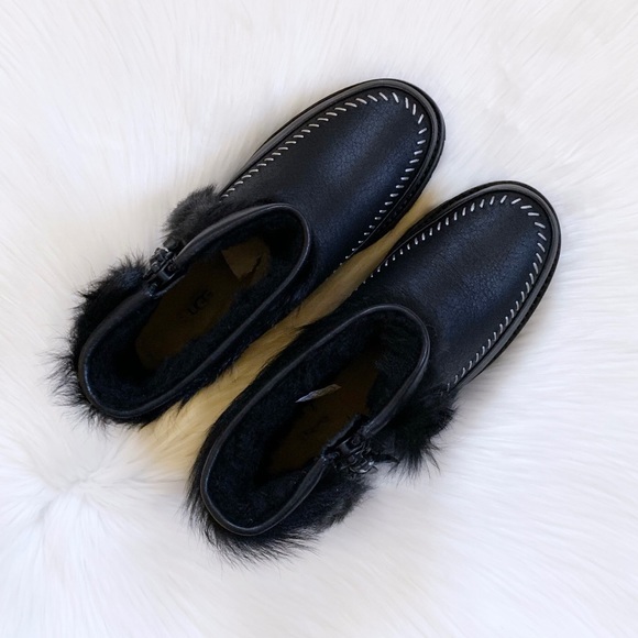 UGG Women’s Fluff Punk Boots In Black - Picture 2 of 9